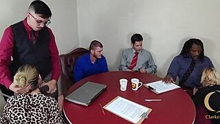 office gone mad with slutty trailer whore sucking big black cock