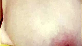 excited housewife flashes her big tits while driving outdoors