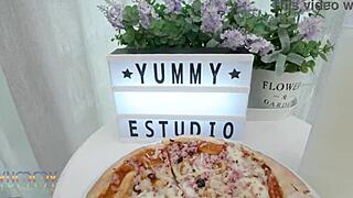 Sexy slut Vitoria Beatriz dominates shy slave Nat with five big studs in intense DAP action.