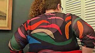 This horny BBW secretary just flashed her tits and panties at work