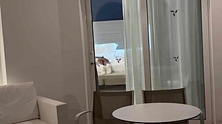 Stepbrother spied on me in lingerie behind the door, leading to wild action.