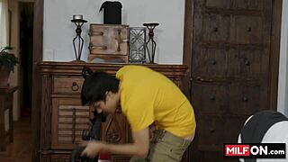 Young Step Daughter In Stockings Gives Blowjob To Mature Man!