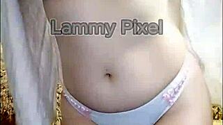 Tall young 18+ beautiful housewife Lammy Pixel crazily stripteases in panties dancing showing big ass
