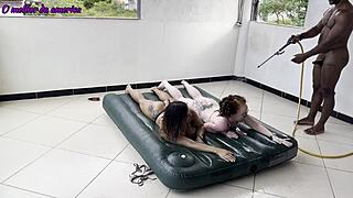 Boy Earns Reward By Fucking Two Milfs Hard In Lingerie