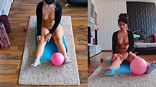 Watch this naughty naked yoga session with big ass spreading and ass worshiping.