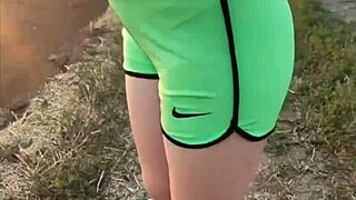 I show my wet pink pussay outdoors close up