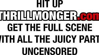 sexy sadie strips on the couch, licking that big black ass before taking four creampies