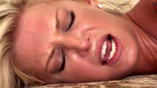 blonde babe enjoys outdoor activity with great enthusiasm.