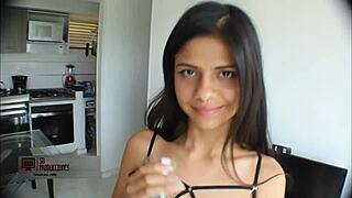 Soft gentle sex with 18 year old Indian stepsister turns hardcore in doggystyle and creampie