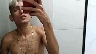 just chilling in the bathroom after the game, stroking my cock