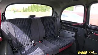Hey, this fake taxi brunette loves riding cock for workout!