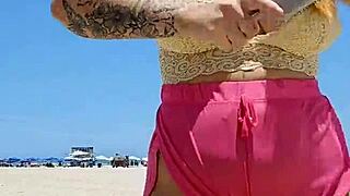 i got a lover at the beach and now i flash my big african pussy to make him hard