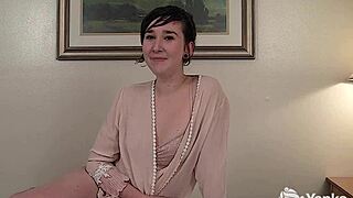 Artemis achieves an artful orgasm with close-up fingering and vibrator play.