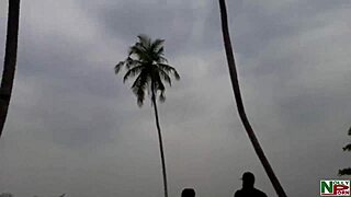 Passionate sex across the river with big cock and natural tits