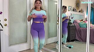 sexy milf gym workout clothes try on haul sfw featuring tabithaxxx.