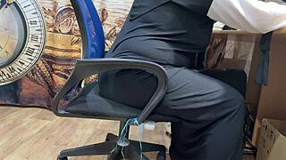 Arab woman watches porn and masturbates her shaved pussy