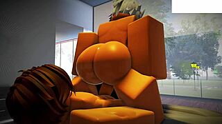 Roblox slut gets hardcore gay ass blowjob and creampie pumping.