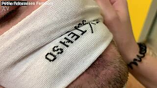 Sporty Mistress Sofi says, Sniff and lick my sweaty socks, slave.