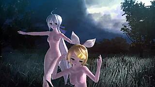 Kagamine Rin, Meiko, and Haku stun in full nude Project Diva mod