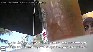 Helena Price flashes her pussy in public with daring upskirt moves!