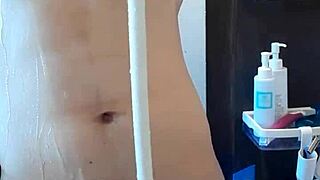 sexy bodybuilder jerks huge cock in shower