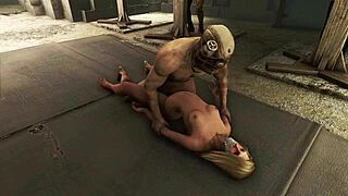 Fallout 4: Blonde in bondage endures rough anal fucking