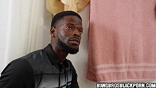 Busted his super hot ebony step sister with big ass masturbating in the bathroom