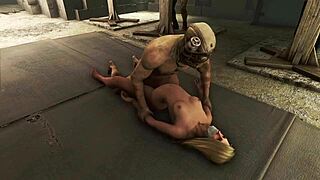 Fallout 4: Blonde in bondage endures rough anal fucking