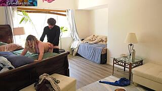 Stepmom and stepson fuck doggystyle in the bedroom!