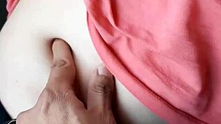 A hot chick likes to have her belly button played with during sex