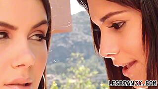Hot lesbian action with big tit brunettes
