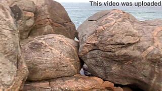 I watch my latina wife get blowjob from big cock outdoors. She has big tits and tattoos.