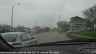 A barely legal teen with braces flashes her pink pussy outdoors and masturbates during casting