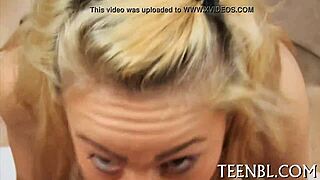 Teen tames hard cock with deepthroat submission