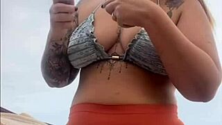 at the beach ready for dick