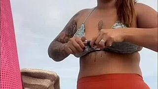 at the beach ready for dick