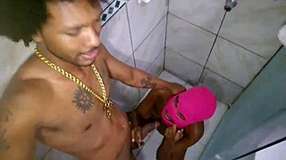 Young Latina Sucks Monster Cock in Shower