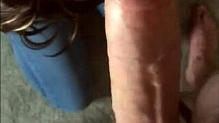 Wife In Glasses Sucks Huge White Cock In POV Homemade Blowjob