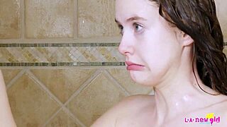 Skinny Teen 18+ Brunette Enjoys A Steamy Shower After Photoshoot