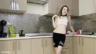 stepsister gets rough anal in kitchen by brother's friend