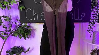 Blonde mature in coffee tights dances seductively at Nylon Club