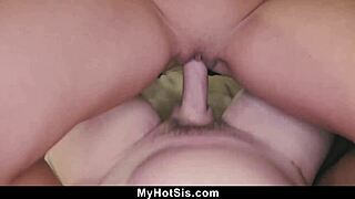 Stepbrother gapes sister's micro pussy passionately