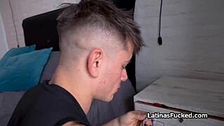 Redhead with big tits enjoys titty fucking by panty sniffer