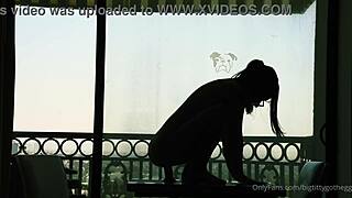 Big Titty Goth Egg Silhouette Dildo Riding Shaved Pussy