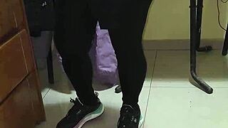 Maid in See-Through Leggings Flashes and Teases with Dirty Talk