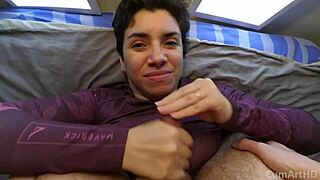 quickie on the bed teasing with blowjob and handjob to cumshot