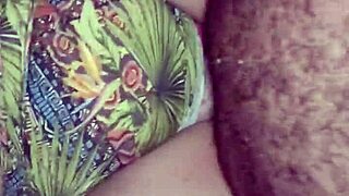 She rubbed his monster cock on her pussy before the delicious creampie