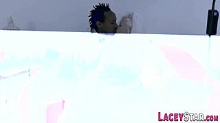 granny bride in fishnets rides hard cock in wild interracial scene