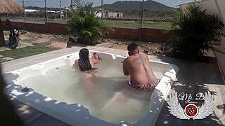oh, public jacuzzi sex with blowjob and doggy fuck!