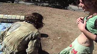 Horny Grunge Couple Bangs Hard in Public Park